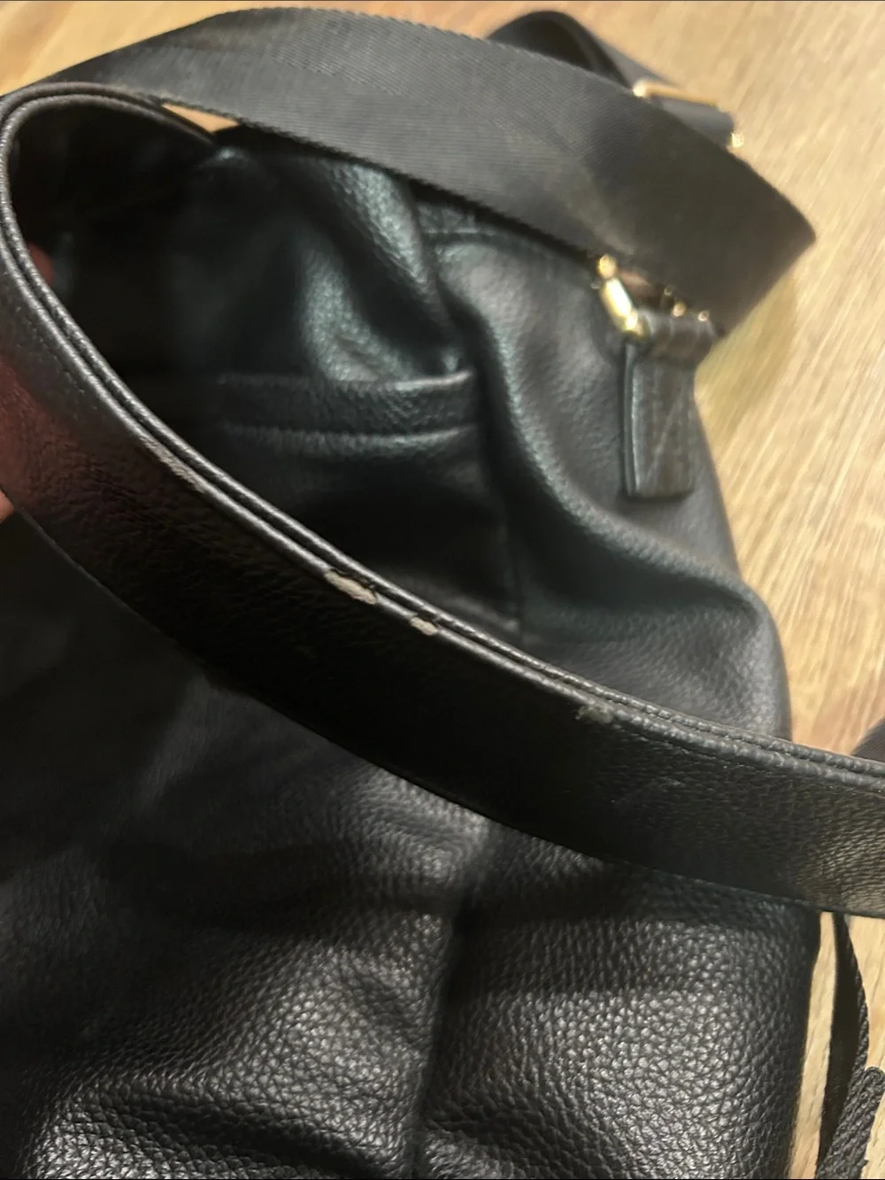 Black Leather Backpack with Gold Hardware